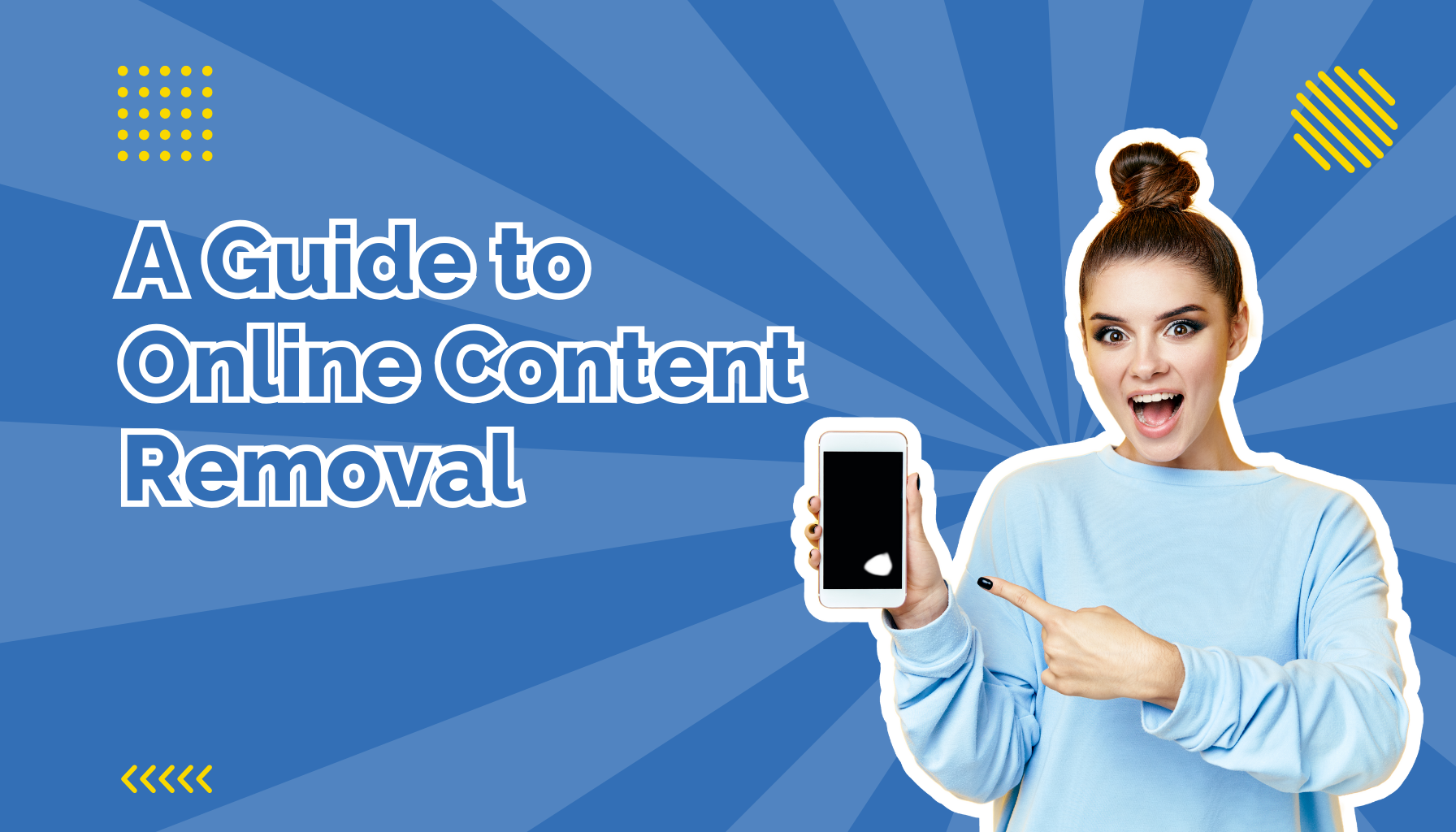 Young woman in light blue shirt holding up smartphone