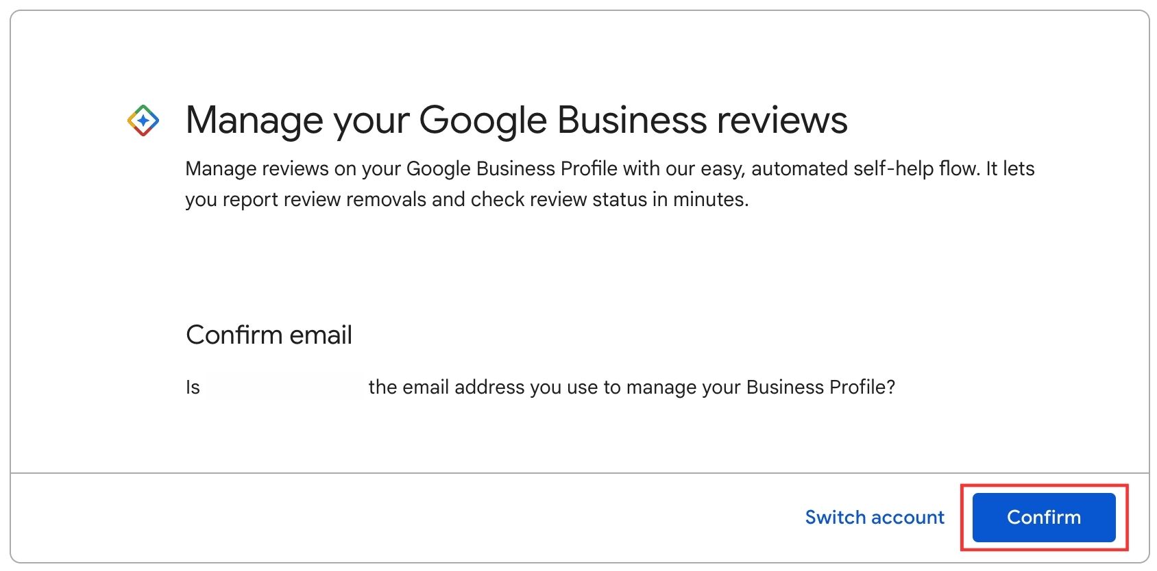 Google Reviews Management Confirm