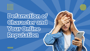 Woman in blue shirt with her hands on forehead