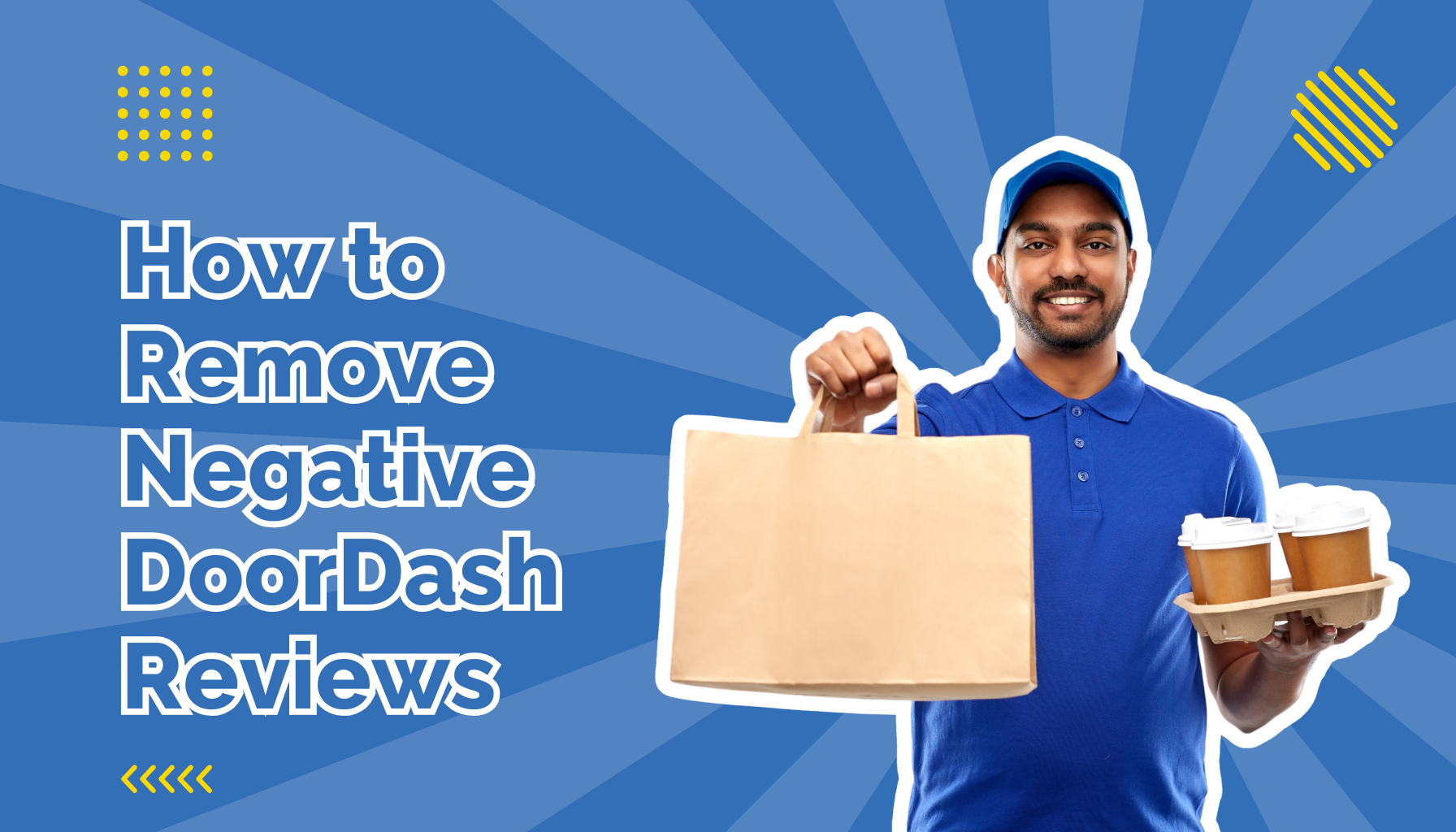 Food delivery driver holding a bag and coffee