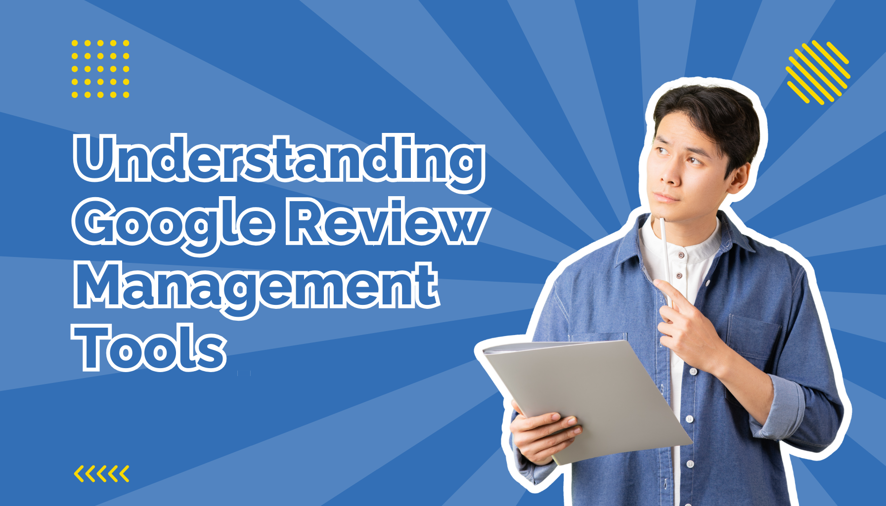 Man holding folder and smiling