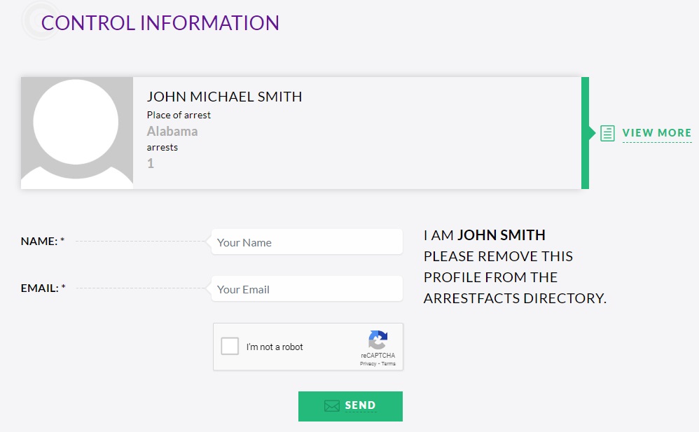 arrestfacts.com removal submit information step 4