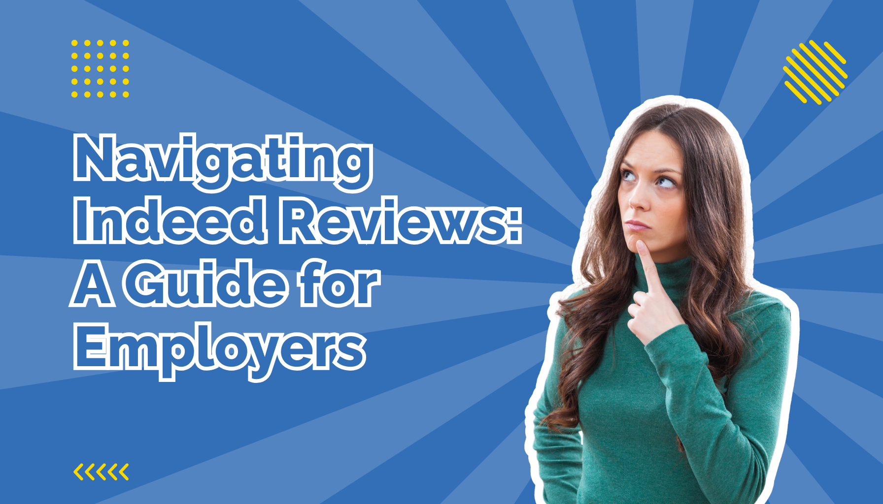 Woman in green sweater thinking