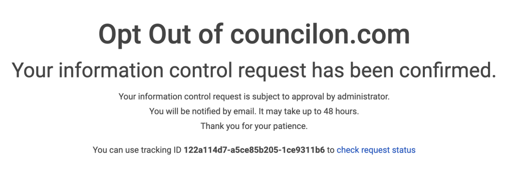 councilon.com opt out final confirmation