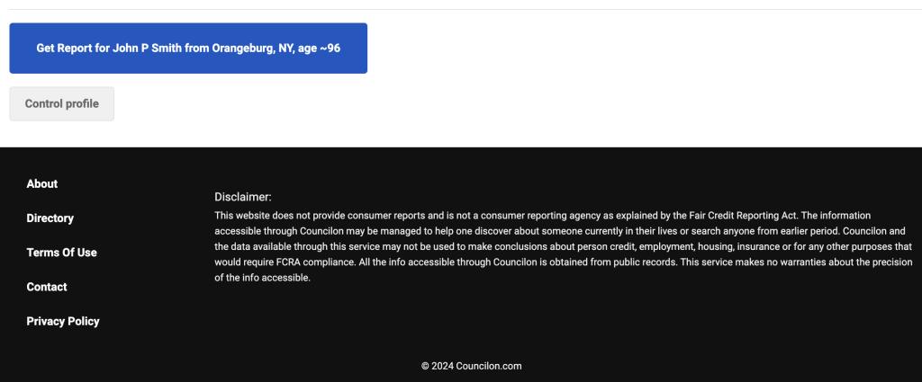 councilon.com opt out control profile