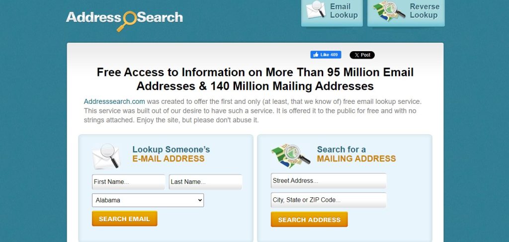 addressearch.com opt out homepage