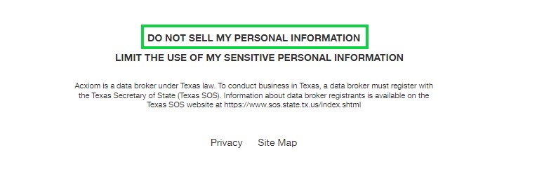 acxiom.com opt out do not sell my info