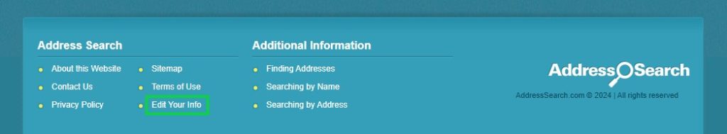 addressearch.com opt out remove my info