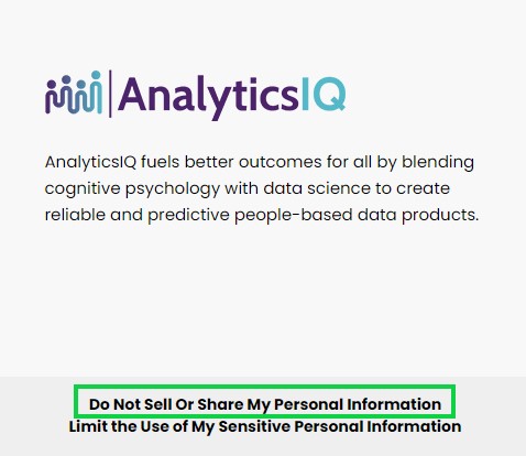 analytics-iq.com opt out do not sell my or share my personal information
