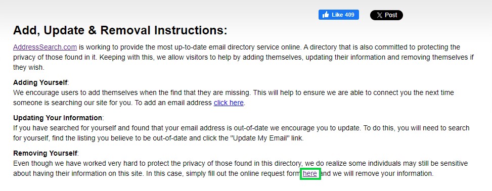addressearch.com opt out remove yourself
