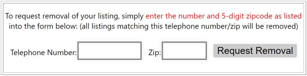 americaphonebook.com opt out request removal