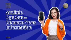 Woman in orange sweater pointing at her smart phone