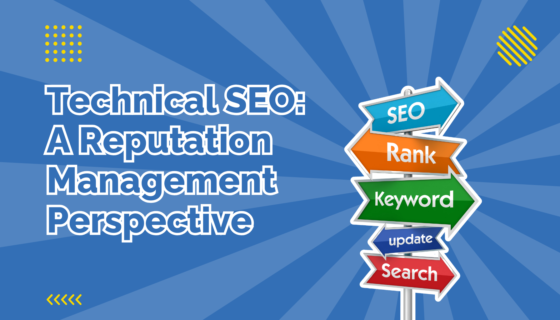 Colorful signs with SEO terms