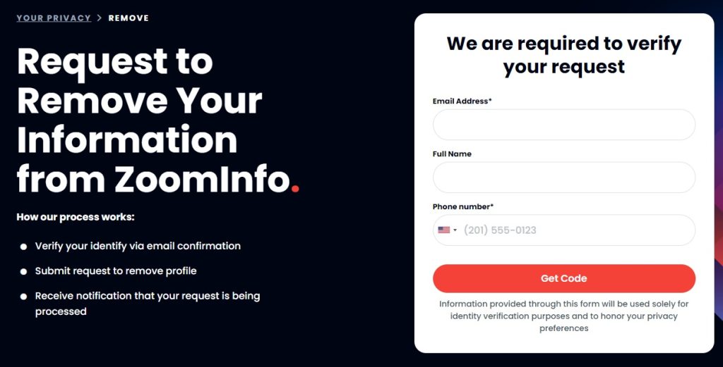 zoominfo.com opt out page