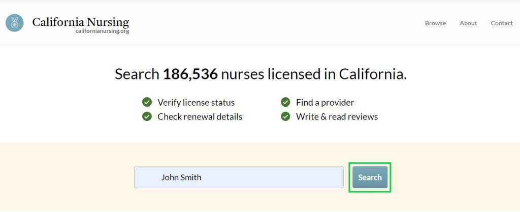 californianursing.org opt out search