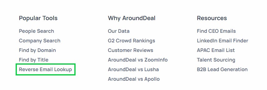 arounddeal.com opt out reverse email lookup