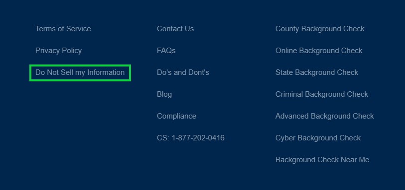 backgroundcheck.co opt out do not sell my info