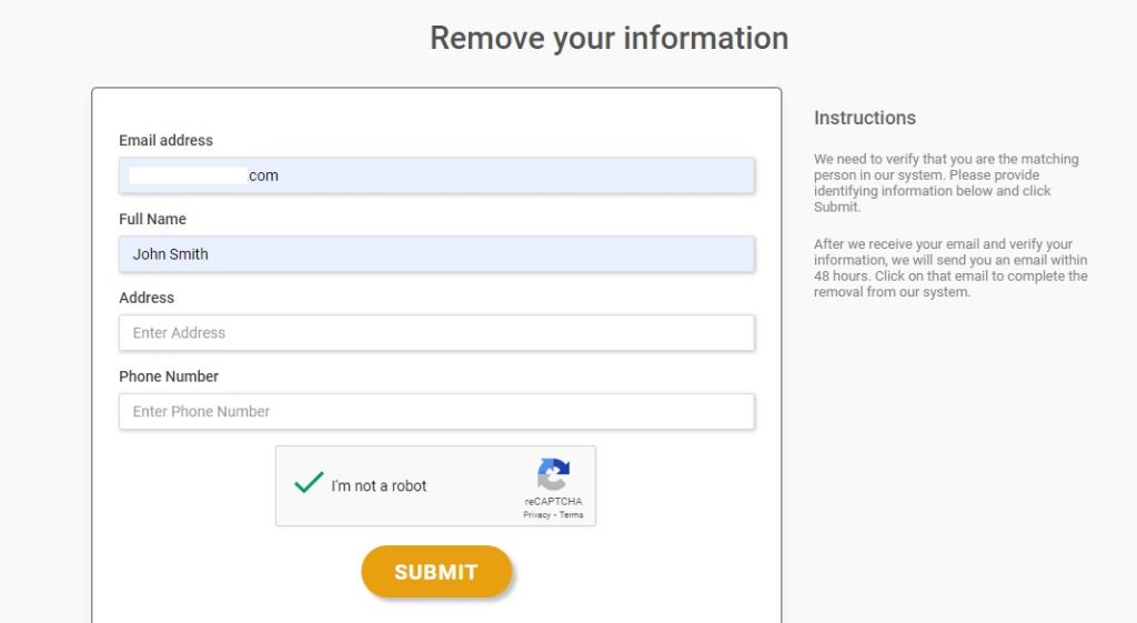 backgroundcheckers.net opt out submit request