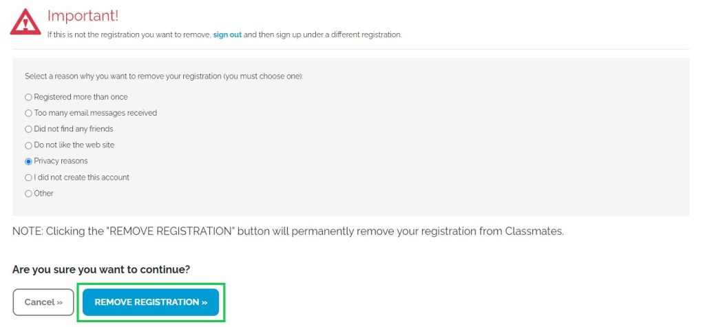 classmates.com opt out members remove your member info