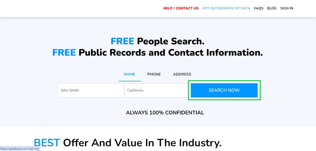 gladiknow.com opt out homepage