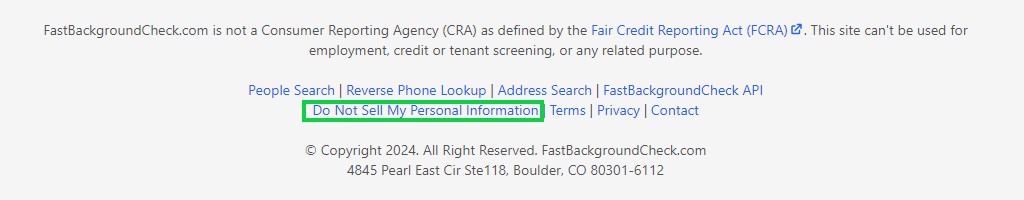 fastbackgroundcheck.com opt out do not sell my info