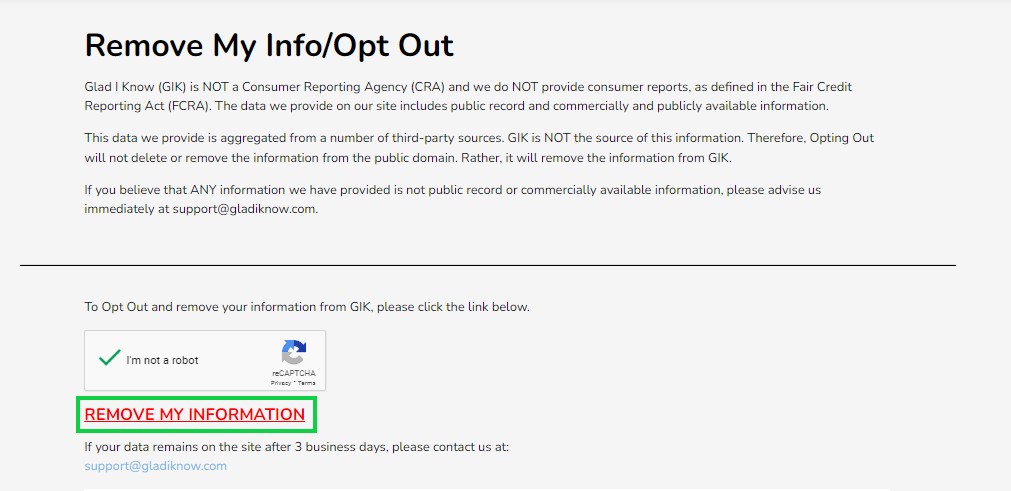 gladiknow.com opt out remove my information