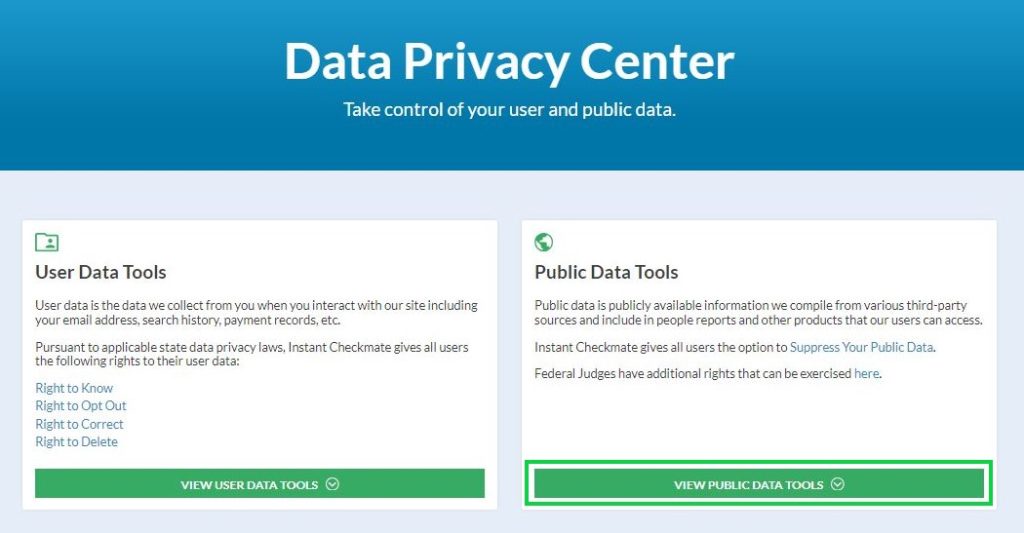 instantcheckmate.com opt out view public data tools