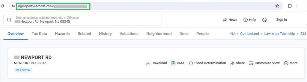 njpropertyrecords.com opt out copy your profile URL