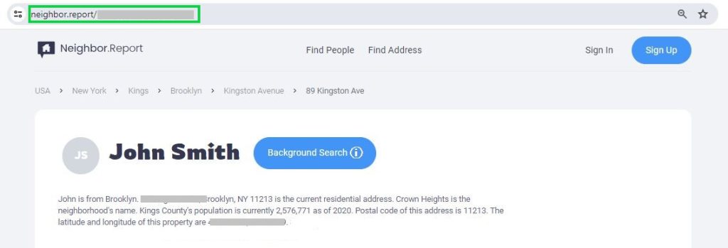 neighbor.report opt out copy your profile URL