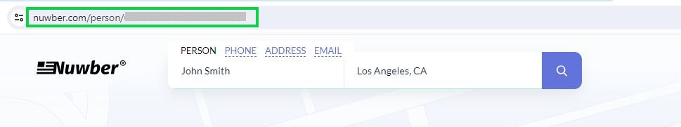 nuwber.com opt out profile URL