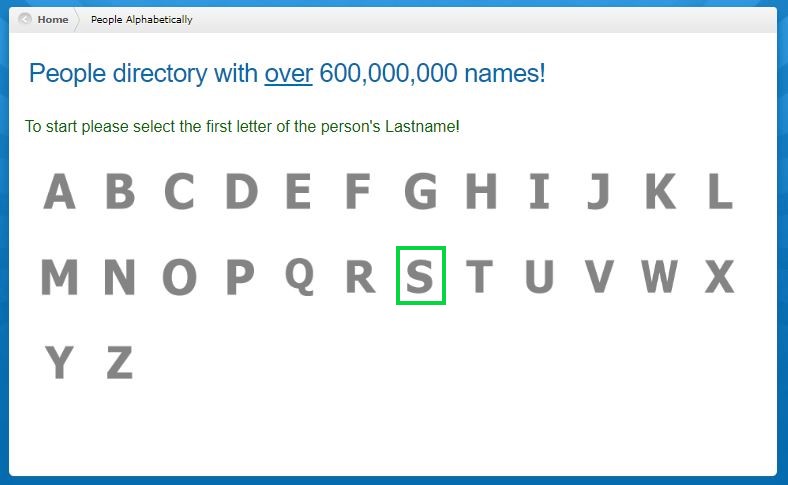 peoplebyname.com opt out select the first letter of your name