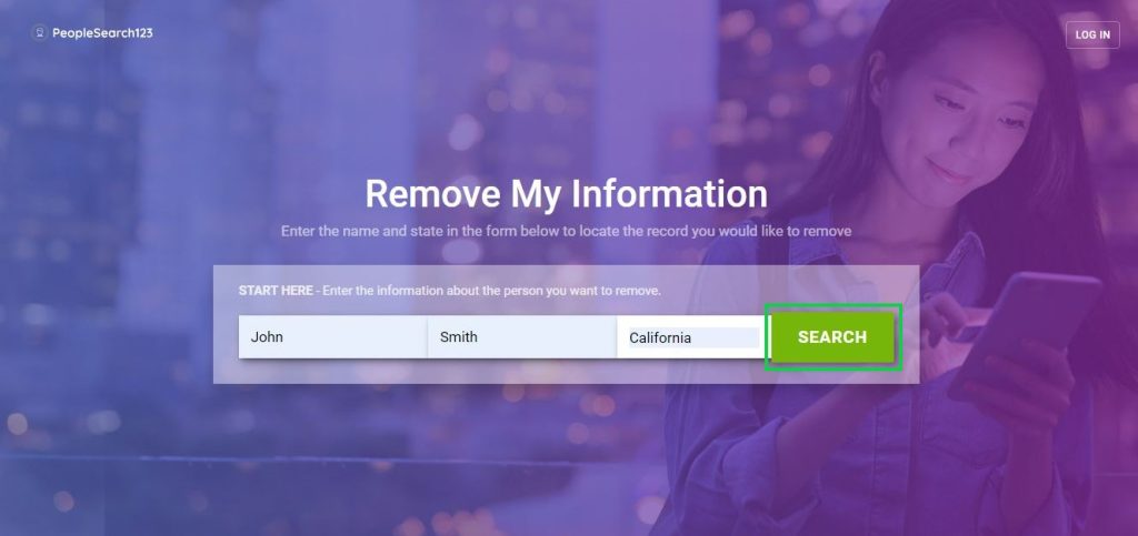 peoplesearch123.com opt out search for your profile