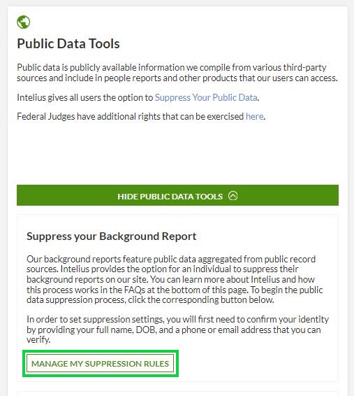 peoplefind.com opt out manage suppression rules