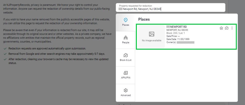njpropertyrecords.com opt out fill out the removal request form with all of the requested information