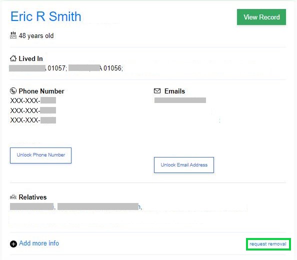 people-search.org opt out click request removal in the bottom right of the screen on your profile