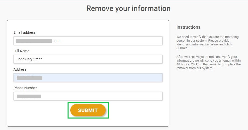 peoplesearch123.com opt out complete the opt out form