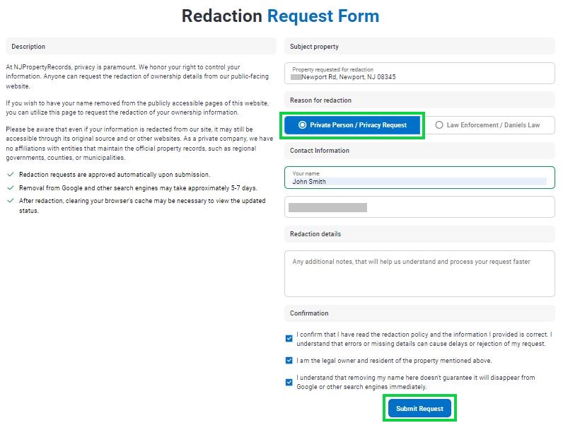 njpropertyrecords.com opt out complete the removal request redaction form and submit
