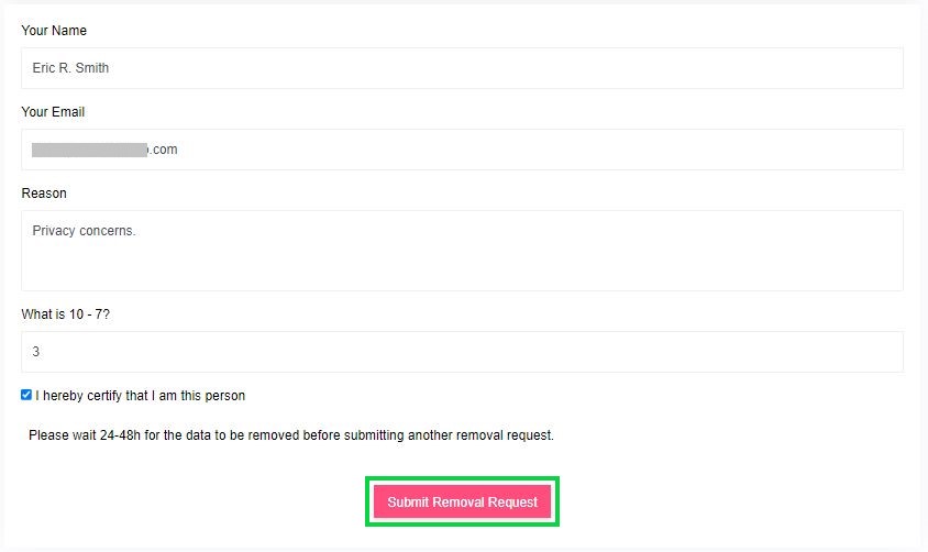 people-search.org opt out fill out the removal request form with the requested information and then click submit removal request