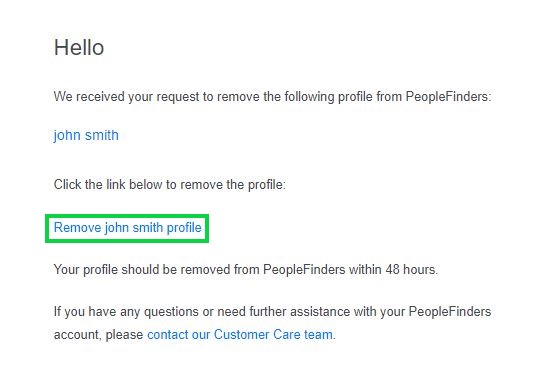 peoplefinders.com opt out check your email for the removal request verification to remove your profile from peoplefinders.com