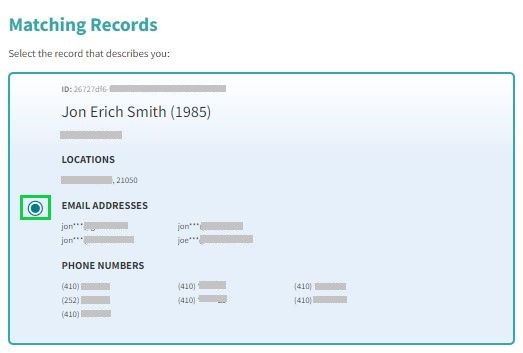 peoplefind.com opt out select your record and then continue