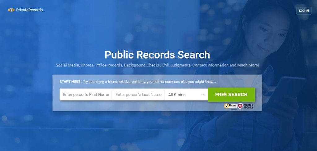privaterecords.net opt out homepage