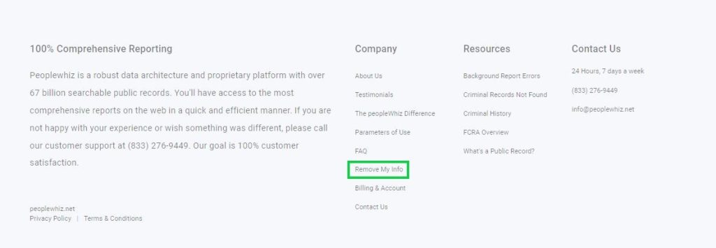 Peoplewhiz.net opt out click remove my info