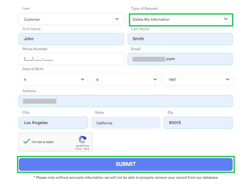 propeoplesearch.com opt out removal request form