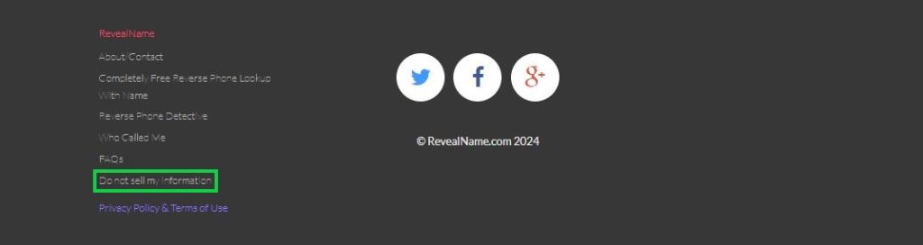 revealname.com opt out do not sell my information