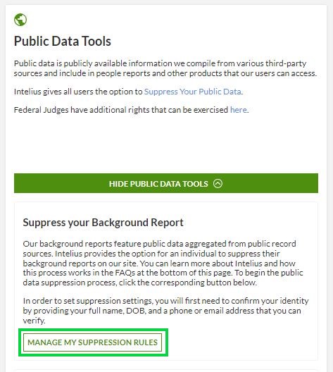 reversephonelookup.com opt out manage my suppression rules