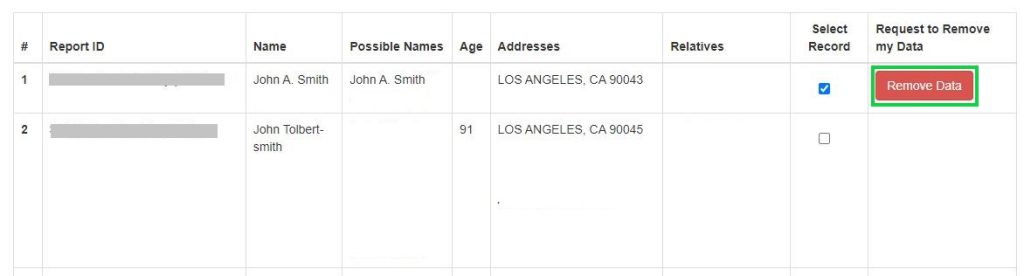 recordsfinder.com opt out locate your record from the results and select it and request removal