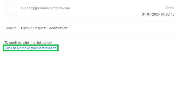 personsearchers.com opt out confirmation