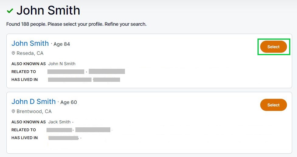 radaris.com opt out select your profile