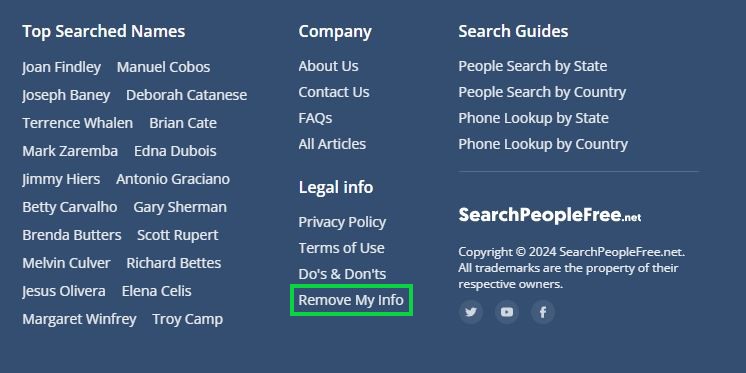 searchpeoplefree.net opt out click remove my info