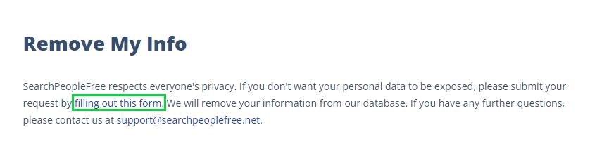 searchpeoplefree.net opt out start the opt out process